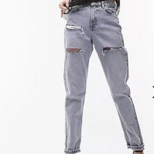 Topshop sofia rip Mom jeans in bleach W30 L34